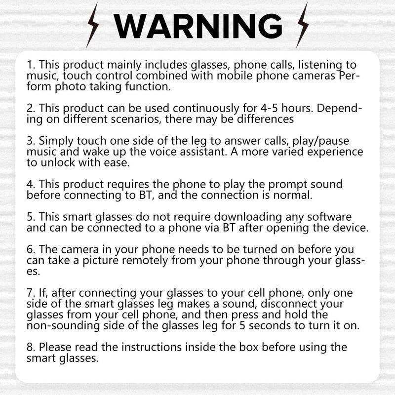LAXASFIT Smart Glasses, Wireless Headphone Smart Glasses for Iphone Android Phone, Smart Glasses Sports Sunglasses with Mic, Summer Outing Essentials