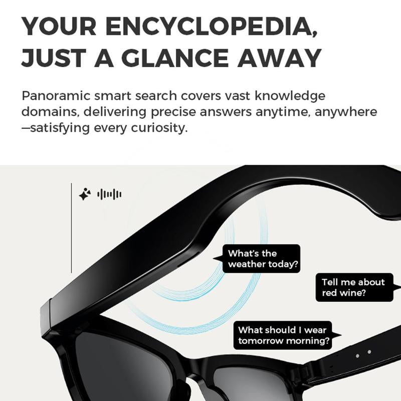 Multifunctional Smart Glasses, 1080P HD Camera Smart Glasses, Voice Control Smart Translator Wireless Glasses, Outdoor Travel Sports, Fashion Smart Wearable Devices, Voice Assistant Glasses