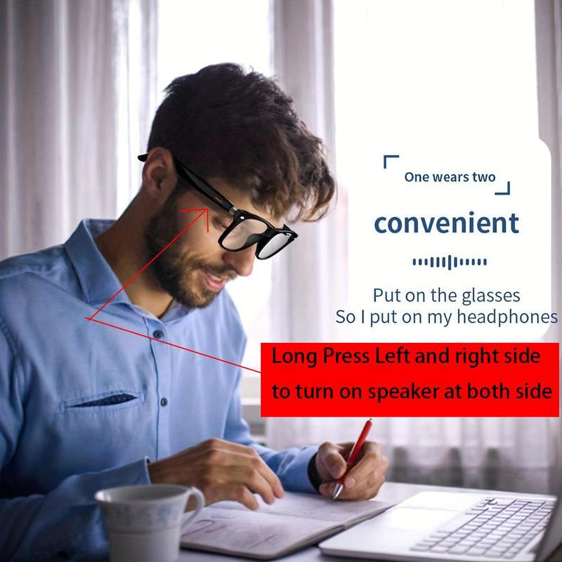 SENBONO Multifunctional Smart Glasses, Wireless Earphone Anti-Blue Light Smart Glasses, Creative Smart Sports Glasses, Wearable Smart Glasses with Mic for Home & Daily Use