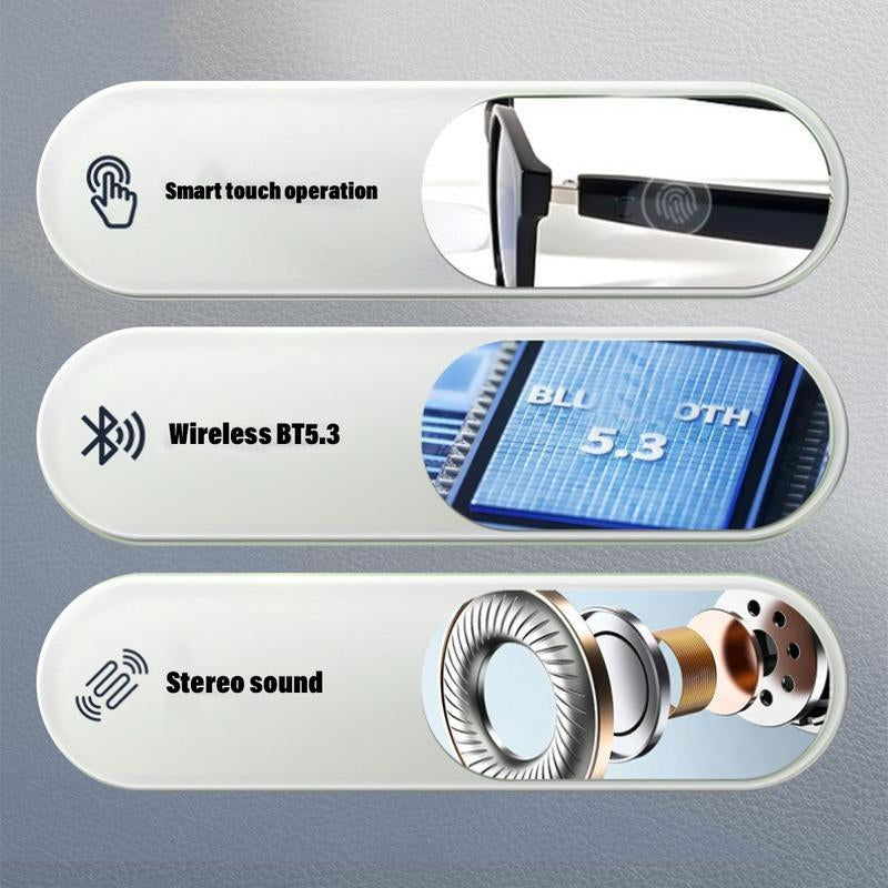 AI Smart Glasses Laxasfit E13, Wireless Headset Style Smart Glasses for Listening to Music, Voice Assistants and Calls, Stylish Outdoor Sunglasses, Trendy Technology Music Playback Smart Glasses Wireless Bluetooth Headphone Glasses Smart Bluetooth