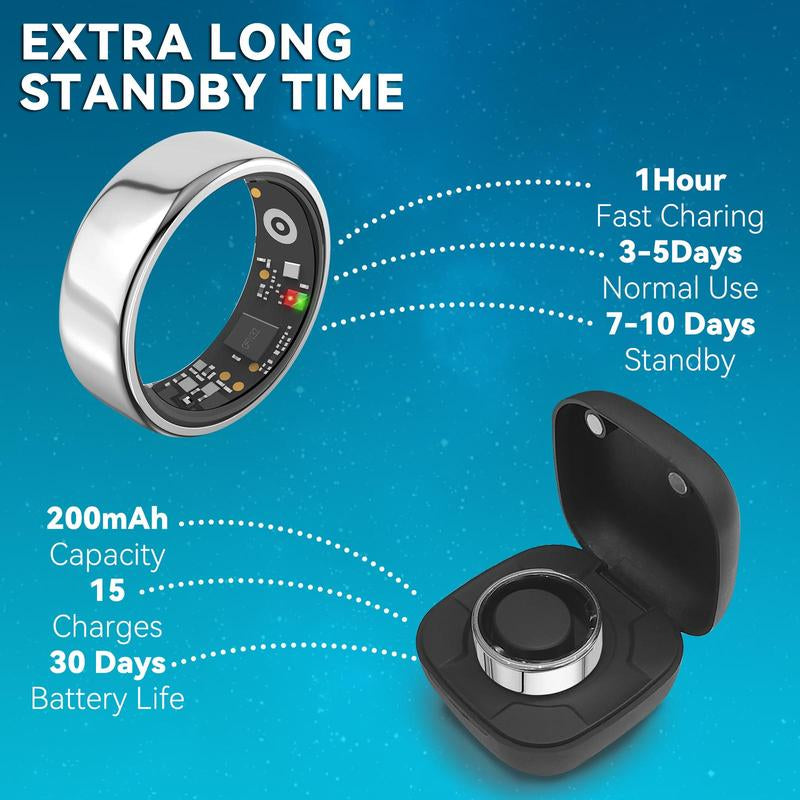 Waterproof Smart Ring, Wearable Smart Device,Multifunctional Fitness Monitoring,Stainless Steel,Automatic,Non-Medical,Stylish Choice for Gym