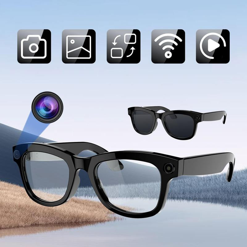 Multifunctional Smart Glasses, 1080P HD Camera Smart Glasses, Voice Control Smart Translator Wireless Glasses, Outdoor Travel Sports, Fashion Smart Wearable Devices, Voice Assistant Glasses