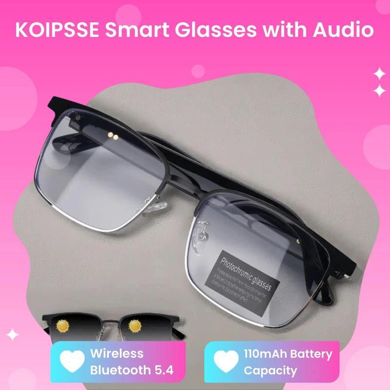 KOIPSSE Smart Glasses, Fashionable Wireless Smart Glasses, Audio Call Voice Assistant Glasses, Universal Protective Eyewear, Wearable Smart Glasses