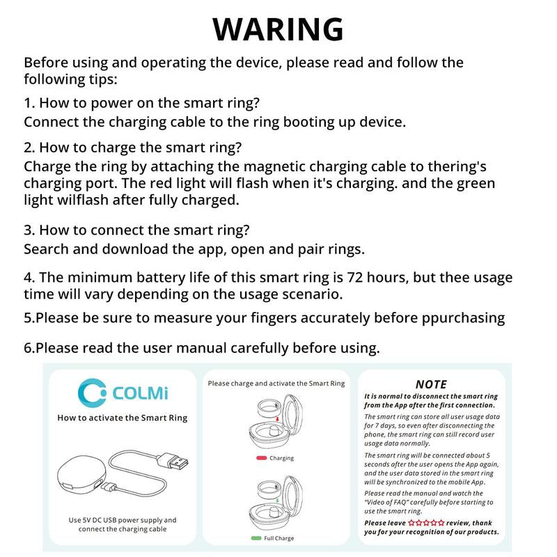 Colmi Smart Ring, USB Rechargeable Sports Monitoring Ring, Fitness Tracker, Smart Portable Rings, Sports Ring for Men & Women, Health & Fitness Ring, Electronic Gadgets