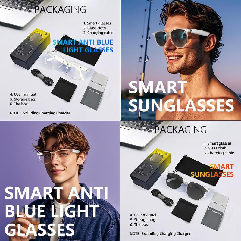 LIFEBEE Smart Glasses, Anti-Blue Light Glasses, Wireless Smart Glasses with Built-In High Sensitivity Microphone Speaker, Voice Assistant Smart Glasses, Smart Glass Eyewear, Smart Glass Eyewear, Electronic Gift Set