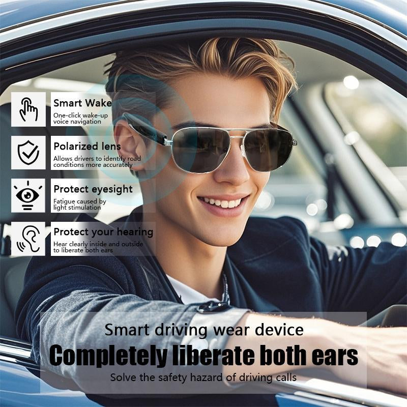 Portable Smart Glasses, Wireless Smart Glasses with Built-In Mic, Multifunction Smart Glasses for Daily Use, Bluetooth-Compatible Smart Glasses for Men & Women