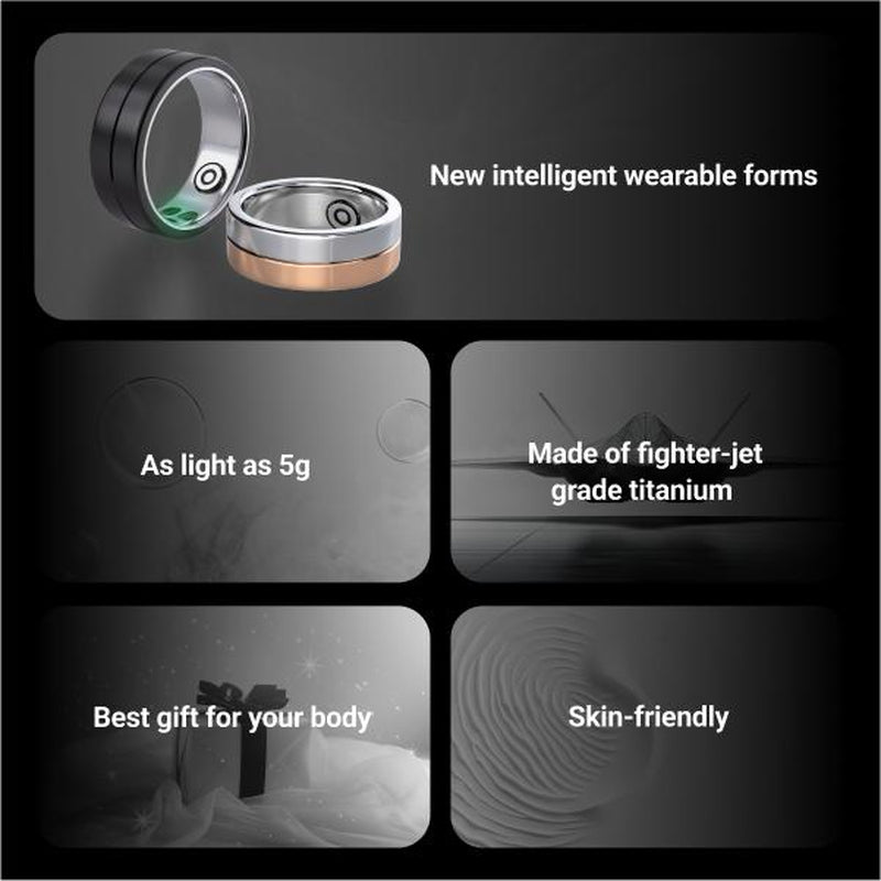 Smart Ring with Bluetooth Tracker, Multifunctional Smart Ring, Waterproof Smart Ring with Blood Oxygen & Heart Rate Monitoring, Fashionable Lightweight Sports Ring for Men & Women
