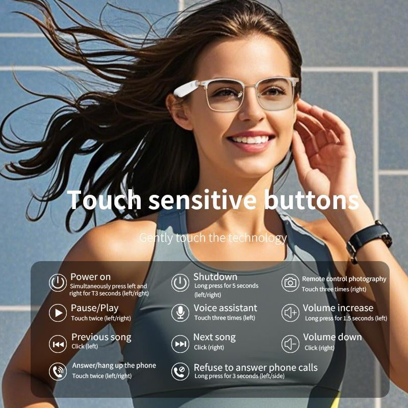 Smart Glasses, Wireless Smart Glasses with Magnetic Charging, AI Smart Glasses for Music & Call Navigation Conference, Suitable for Men and Women, Smart Glass Eyewear, Smartglassbluetooth, Wearable