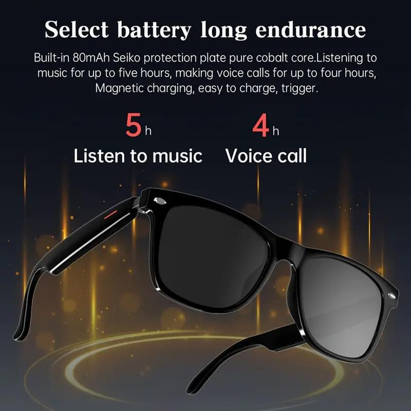 Smart Glasses for Fall, 1 Count Wireless-Compatible Smart Glasses with Voice Control, UV Protective Cyber Smart Glasses Bluetooth Glasses