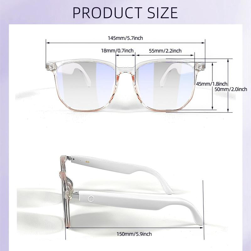 Smart Glasses, Anti-Blue Light Smart Glasses, Wireless Voice Assistant Glasses, Bluetooth-Compatible Smart Glasses for Men & Women