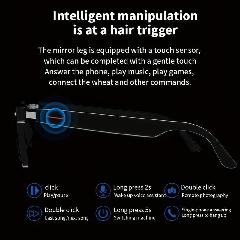 SENBONO Multifunctional Smart Glasses, Wireless Earphone Anti-Blue Light Smart Glasses, Creative Smart Sports Glasses, Wearable Smart Glasses with Mic for Home & Daily Use