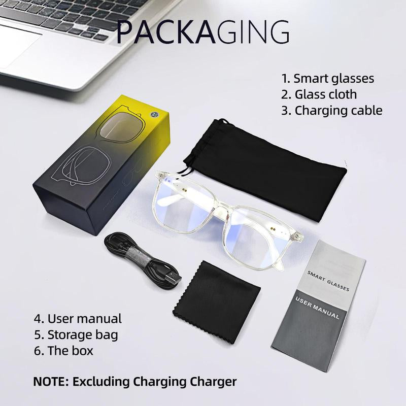Smart Glasses, Anti-Blue Light Smart Glasses, Wireless Voice Assistant Glasses, Bluetooth-Compatible Smart Glasses for Men & Women