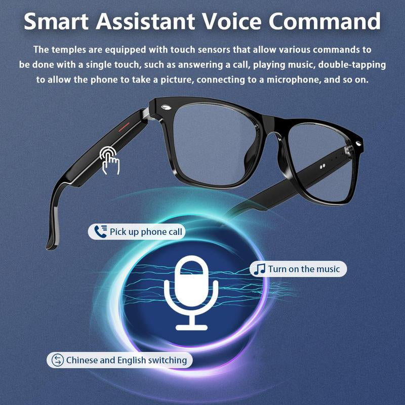 AI Smart Glasses Laxasfit E13, Wireless Headset Style Smart Glasses for Listening to Music, Voice Assistants and Calls, Stylish Outdoor Sunglasses, Trendy Technology Music Playback Smart Glasses Wireless Bluetooth Headphone Glasses Smart Bluetooth