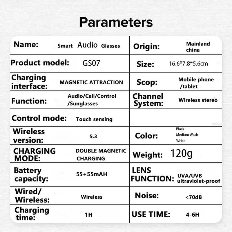 Smart Glasses, Multifunctional Smart Audio Glasses, Wireless BT Smart Glasses, Hifi Stereo Sound Smart Glasses, Smart & Wearable Devices