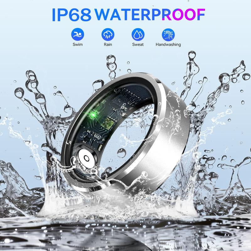 Fashionable Smart Ring with Gesture Control, Remote Camera Control, Multifunctional IP68 Waterproof Sports Ring with Multiple Sports Modes Pedometer Wearable Device Gifts for Women Men