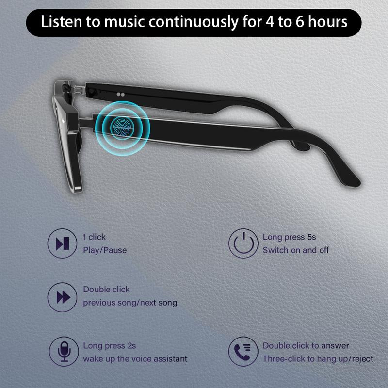 AI Smart Glasses Laxasfit E13, Wireless Headset Style Smart Glasses for Listening to Music, Voice Assistants and Calls, Stylish Outdoor Sunglasses, Trendy Technology Music Playback Smart Glasses Wireless Bluetooth Headphone Glasses Smart Bluetooth