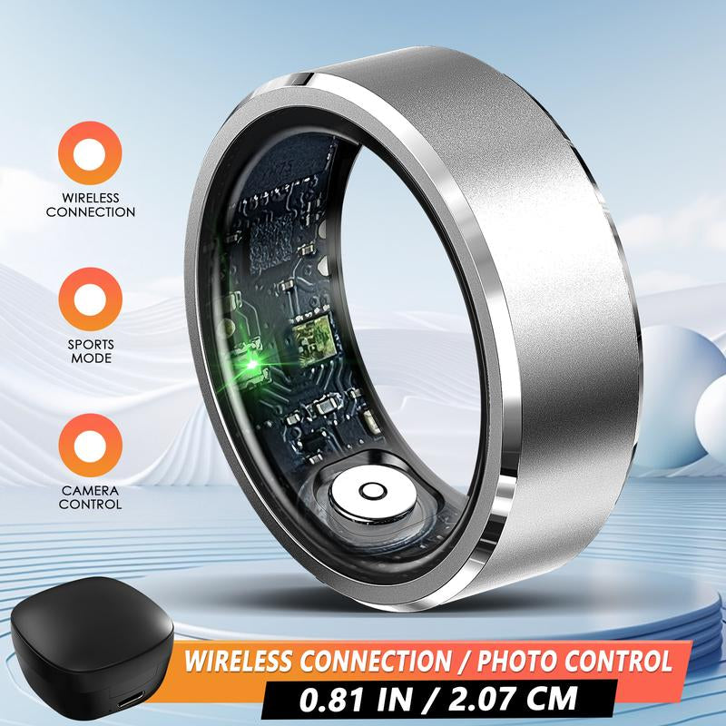 Fashionable Smart Ring with Gesture Control, Remote Camera Control, Multifunctional IP68 Waterproof Sports Ring with Multiple Sports Modes Pedometer Wearable Device Gifts for Women Men