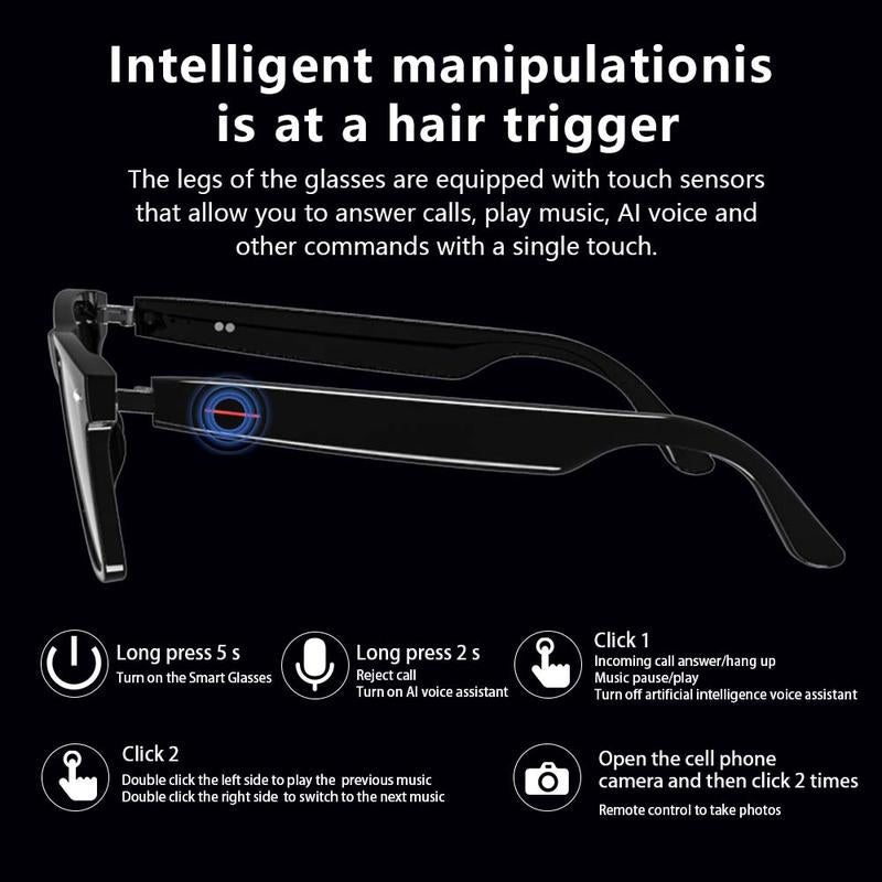 LAXASFIT Smart Glasses, Wireless Headphone Smart Glasses for Iphone Android Phone, Smart Glasses Sports Sunglasses with Mic, Summer Outing Essentials
