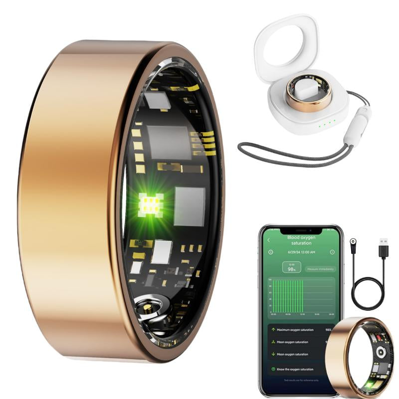 Smart Ring with Charging Case for Women& Men,Health Fitness Sleep Activity Tracker,No Monthly Fee,Running/Golf 8 Sports Monitoring,Heart Rate/Blood Pressure/Blood Oxygen,Steps/Calorie,5 ATM IP68 Waterproof Wearable Devices,Great Gift for Healthyliving