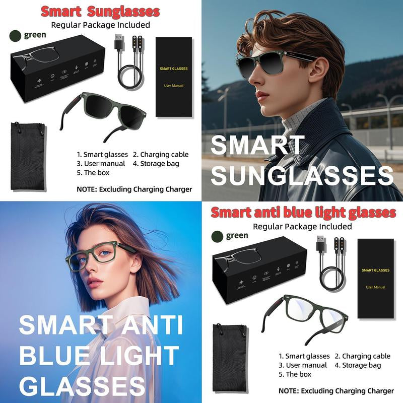 LFEBEE Smart Glasses for Fall, 1 Count Wireless-Compatible Smart Glasses with Voice Control, UV Protective Glasses for Outdoor Sports, Smart Glasses, for Cyber