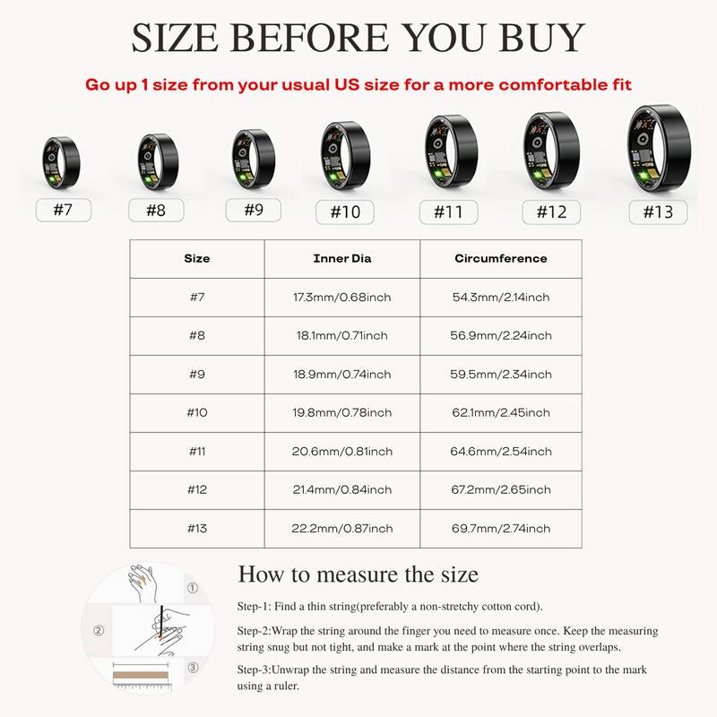 2025 Smart Health Ring for Women & Men, Fitness Tracker with Blood Oxygen/Heart Rate/Blood Pressure，Advanced Sleep Analysis, Step/Calorie Tracking & 8 Activity Modes, IP68 Waterproof,No Monthly Fees, Perfect Fitness Gift for Active Lifestyles(Size7-13)