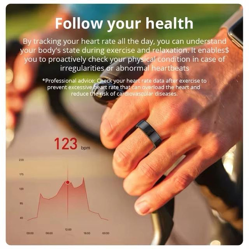 COLMI R02 Smart Ring - Military Grade Titanium Steel Shell, Health Monitoring, IP68 & 5ATM Waterproof, Multi-Sport