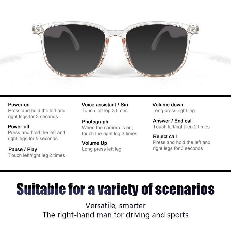Touch Control Smart Glasses, 1 Count Wireless Smart Glasses with Mic, Smart Anti-Blue Light Glasses, Bluetooth-Compatible Smart Glasses for Men & Women, Wireless Audio Glasses, Multifunctional Smart Glasses