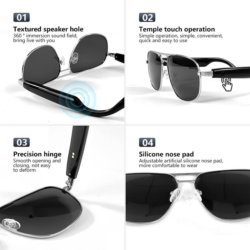Portable Smart Glasses, Wireless Smart Glasses with Built-In Mic, Multifunction Smart Glasses for Daily Use, Bluetooth-Compatible Smart Glasses for Men & Women