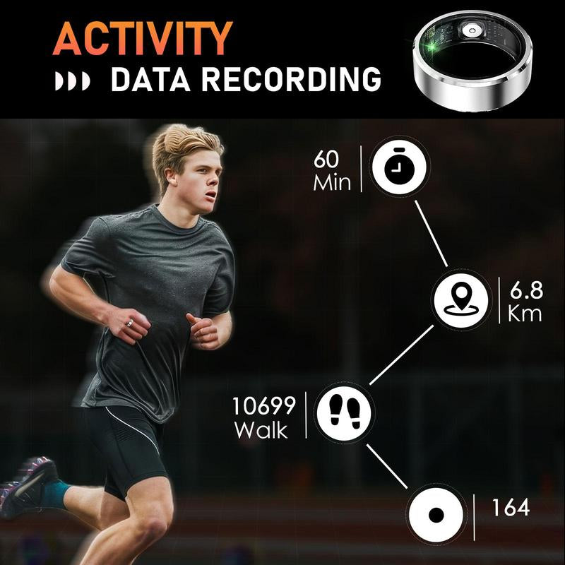 Fashionable Smart Ring with Gesture Control, Remote Camera Control, Multifunctional IP68 Waterproof Sports Ring with Multiple Sports Modes Pedometer Wearable Device Gifts for Women Men