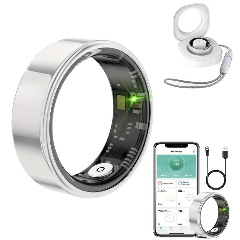 Smart Ring with Charging Case for Women& Men,Health Fitness Sleep Activity Tracker,No Monthly Fee,Running/Golf 8 Sports Monitoring,Heart Rate/Blood Pressure/Blood Oxygen,Steps/Calorie,5 ATM IP68 Waterproof Wearable Devices,Great Gift for Healthyliving