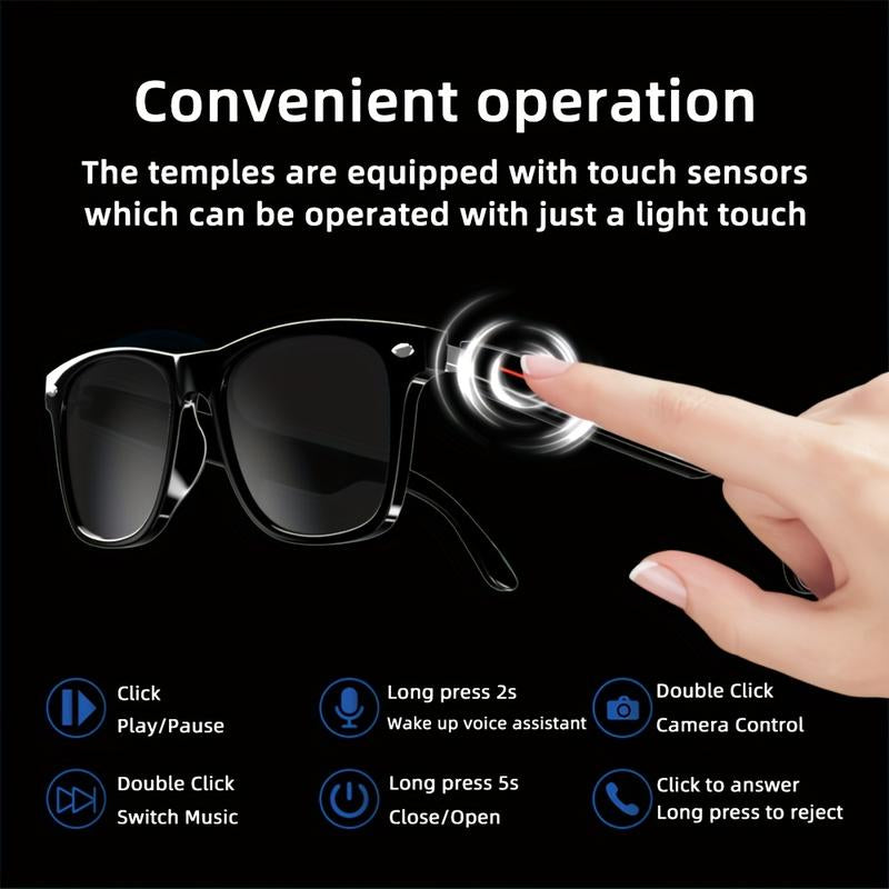 Smart Glasses for Fall, 1 Count Wireless-Compatible Smart Glasses with Voice Control, UV Protective Cyber Smart Glasses Bluetooth Glasses