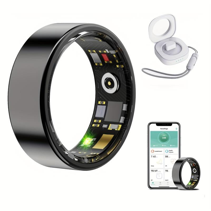 Smart Health Ring for Women Men,Sleep Monitor,Fitness Tracker Ring with Blood Oxygen,Heart Rate,Blood Pressure Tracking Wearable,Accurate Distance,Calories,Step Multifunctional Activity Modes,Ip68 Waterproof,No Subscription Fee(Size7-13) Electronic Gadget