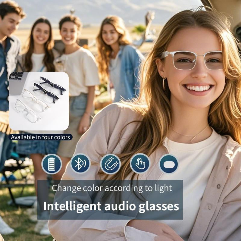 Smart Glasses, Wireless Smart Glasses with Magnetic Charging, AI Smart Glasses for Music & Call Navigation Conference, Suitable for Men and Women, Smart Glass Eyewear, Smartglassbluetooth, Wearable