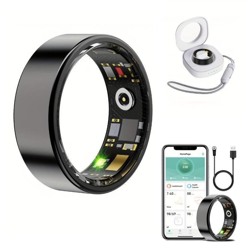 Smart Ring with Charging Case for Women& Men,Health Fitness Sleep Activity Tracker,No Monthly Fee,Running/Golf 8 Sports Monitoring,Heart Rate/Blood Pressure/Blood Oxygen,Steps/Calorie,5 ATM IP68 Waterproof Wearable Devices,Great Gift for Healthyliving