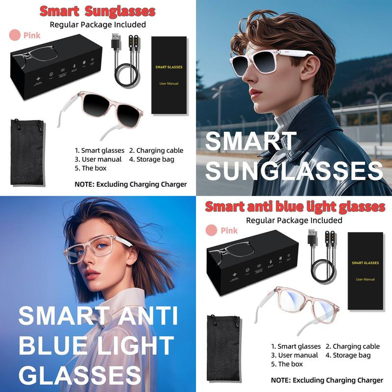 LFEBEE Smart Glasses for Fall, 1 Count Wireless-Compatible Smart Glasses with Voice Control, UV Protective Glasses for Outdoor Sports, Smart Glasses, for Cyber