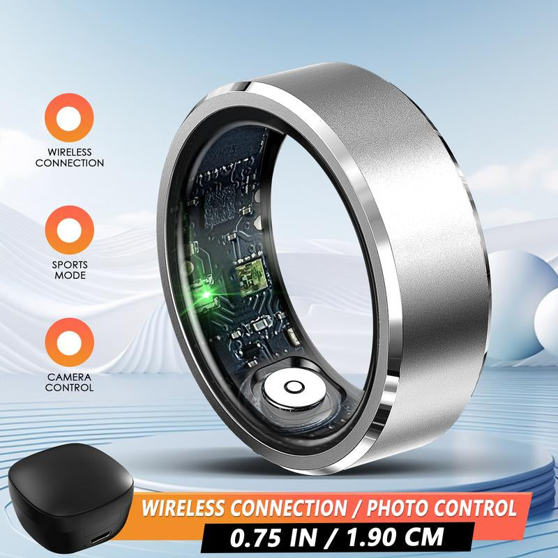 Fashionable Smart Ring with Gesture Control, Remote Camera Control, Multifunctional IP68 Waterproof Sports Ring with Multiple Sports Modes Pedometer Wearable Device Gifts for Women Men